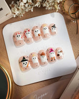 Ghostly Clan nails — halloween ghost design nude by Joyee Nails