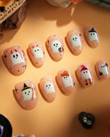 Ghostly Clan press-on nails — halloween ghost design nude