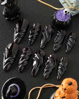 Ghoul Glam handmade press-on nails featuring Dark Red & Black, 3D Liquid Flow.