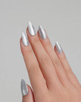 Glitter Frost nail art close-up showing silver glitter details