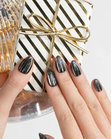 Glitter Logic·Black press-on nails — Obsidian Black & Aurora