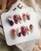 Grape Sorbet glossy purple press-on nails with rose-gold chrome shift