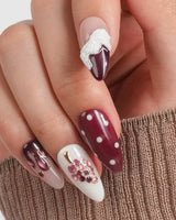 Grape Sorbet handmade dessert nails with melting gold drip and ice cream cone details