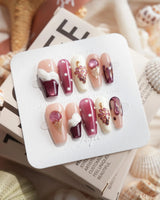 Grape Sorbet grape ice cream press-on nails in medium coffin shape