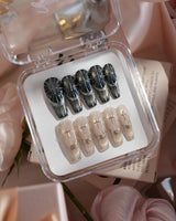 Halo Prophecy nails in long coffin — Champagne Gold & Phantom