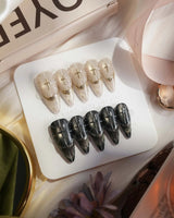 Halo Prophecy press-on nails — Champagne Gold & Phantom