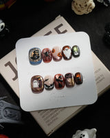 Haunted Manor handmade press-on nails in extra short squoval shape by Joyee Nails