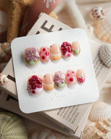 Hibiscus — Burning Hour Extra Short Oval press on nails, handmade custom nails by Joyeenails