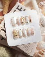 High Tea English afternoon tea press-on nails in short coffin shape