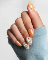 Iced Punch custom press-on nail set with iced tea jelly shine and 3D fruit art