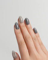 Icy Fog press-on nails — Space Gray & Aurora