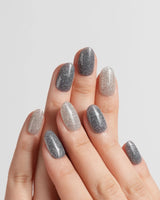 Icy Fog press-on nails — Space Gray & Aurora