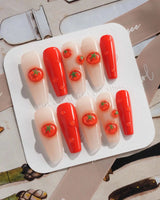 Icy Tomato fresh clear nail art with glossy tomato charms for summer
