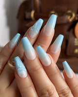 baby blue nails ombre bow Spring - Joyee Nails