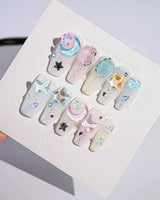 Moon Magic Medium Coffin | Ready to ship - Joyeenails - AN038 - Ready - XS / Medium Coffin