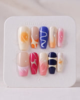 Candy Pop Colored press-on nails — gradient multicolor abstract gloss nails handmade nail art by Joyee Nails