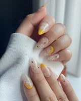 BeeBee Nails press-on nails — Daisy & Bee, Yellow French. handmade nail art by Joyee Nails