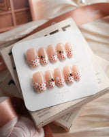 Ladybug Picnic Short Coffin press on nails, handmade custom nails by Joyeenails