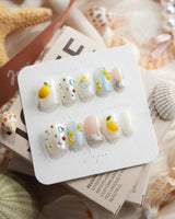 Limoncello Italian lemon press-on nails in extra short coffin shape