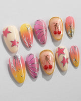 Love Is Not Over colorful birthday nails with glossy dopamine shades and chrome flame details