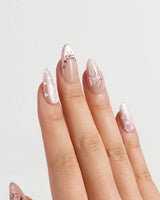 Love Letter nails in medium almond — Dreamy Shimmer Pink, 3D