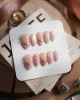 Love Letter nails in extra short almond — Dreamy Shimmer Pink, 3D