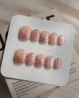 Love Letter nails in extra short squoval — Dreamy Shimmer Pink, 3D