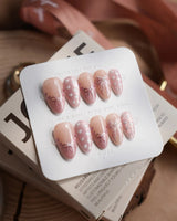 Love Letter nails in short almond — Dreamy Shimmer Pink, 3D