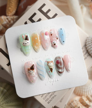 Lulu's Cone kawaii ice cream press-on nails by Joyee Nails - image 1