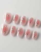 Luxury Pink Aura Press - on Nails - Blush Ignite - Joyeenails - CU010 - XS / Extra Short Oval