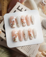 Magnolia - First Light Medium Coffin press on nails, handmade custom nails by Joyeenails
