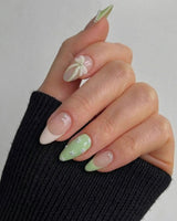 Matcha Ribbon press-on nails — Fresh Jelly Green, 3D
