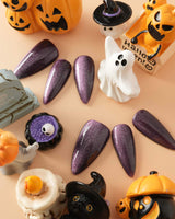 Mauve Nail Color Cat-eye handmade press-on nails featuring dark purple cat eye nails