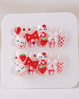 Red Kitty Nails Berry Darling - Joyeenails - AN047 - 1 - XS / Medium Coffin