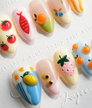 Mercato Extra Short Almond press on nails, handmade custom nails by Joyeenails