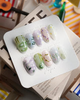 Monet's Canvas Medium Oval press on nails, handmade custom nails by Joyeenails