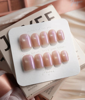 Moonstone Extra Short Square press on nails, handmade custom nails by Joyeenails
