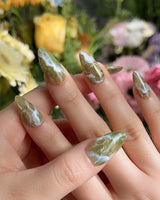 Mosses - Nightlight Moss nails — Vintage Herbal Green, Marble by Joyee Nails