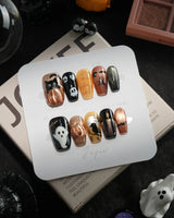Nevermore handmade press-on nails in short coffin shape by Joyee Nails