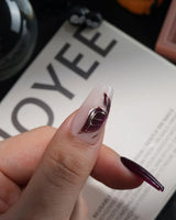 Nightcap handmade press-on nails in medium coffin shape by Joyee Nails