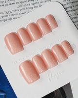 Nude Blush cat-eye press-on nails in short square shape — blush pink cat eye nails