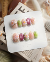 Oleander - Pretty Poison Extra Short Square press on nails, handmade custom nails by Joyeenails
