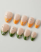 Olive & Ginger Bloom - Joyeenails - FT018 - XS / Extra Short Almond