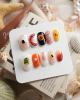 Omakase 3D sushi press-on nails in short oval shape