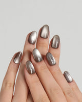 Orbs Team #1 press-on nails — brown cat eye handmade nail art by Joyee Nails