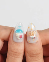 Parfait custom layered-dessert press-on nails with berry and sundae charms