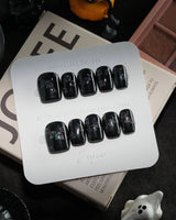 Party Spirits handmade press-on nails in extra short square shape by Joyee Nails