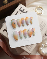 Pastel Relic Short Stiletto press on nails, handmade custom nails by Joyeenails
