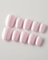Chrome Nails - Soft Pink press-on nails in extra short oval shape — soft pink solid nails