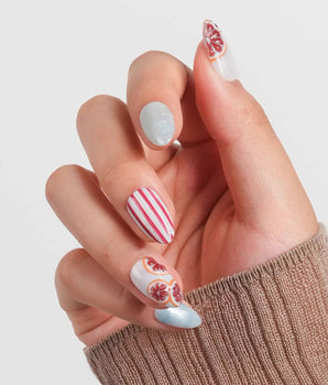 Pink Grapefruit Extra Short Almond press on nails, handmade custom nails by Joyeenails